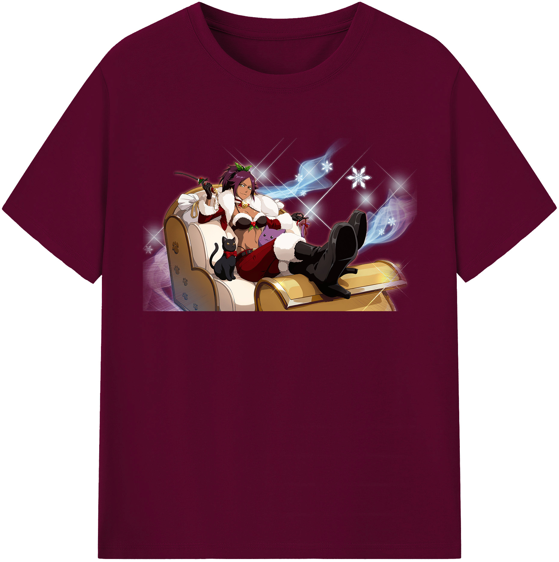 （画像用） ブリーチ 四楓院 夜一（しほういん よるいち） BLEACH Shihouin Yoruichi レディースカジュアルプリントTシャツ（綿100％）